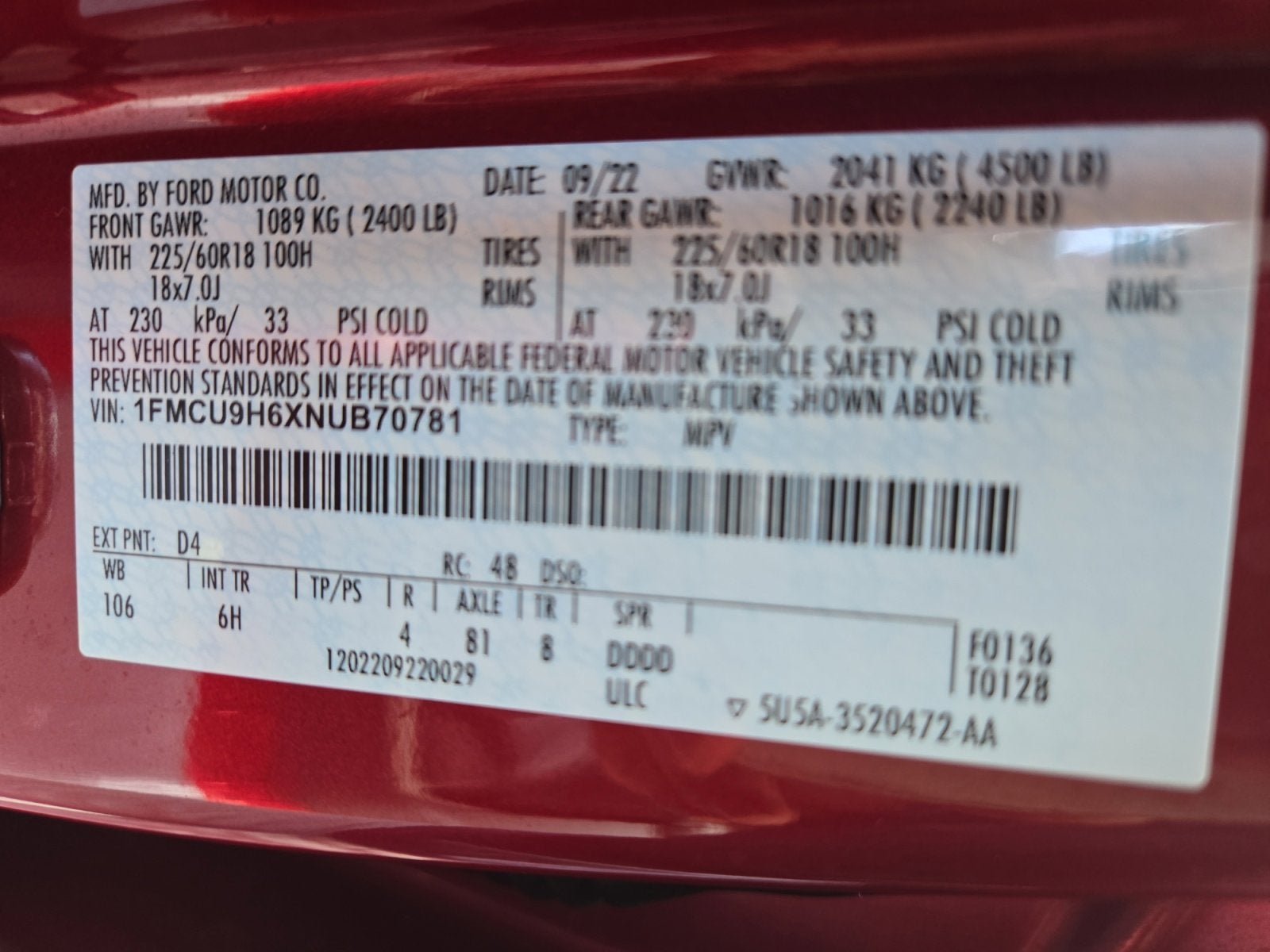 2022 Ford Escape SEL