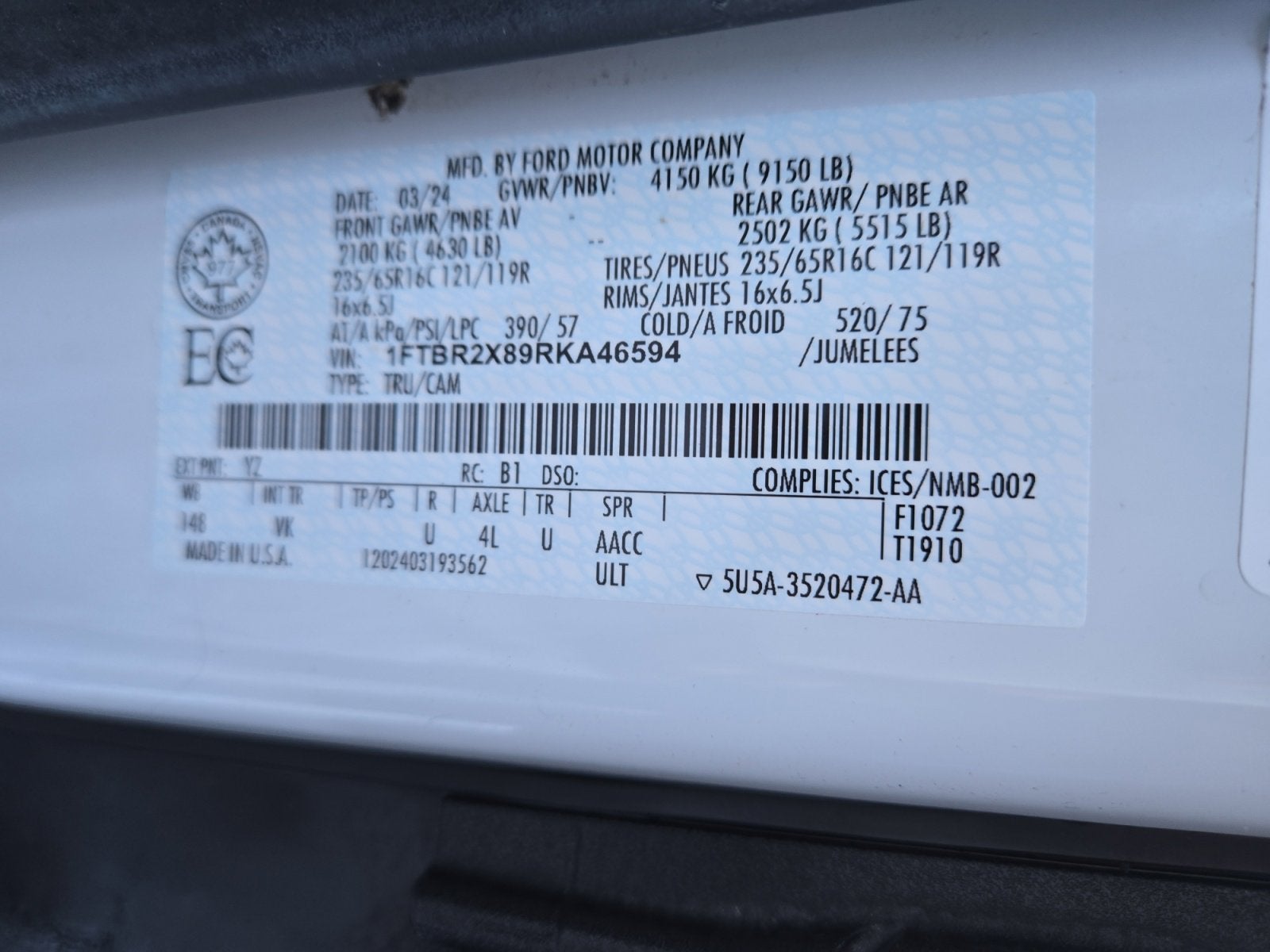 2024 Ford Transit Cargo Van T250