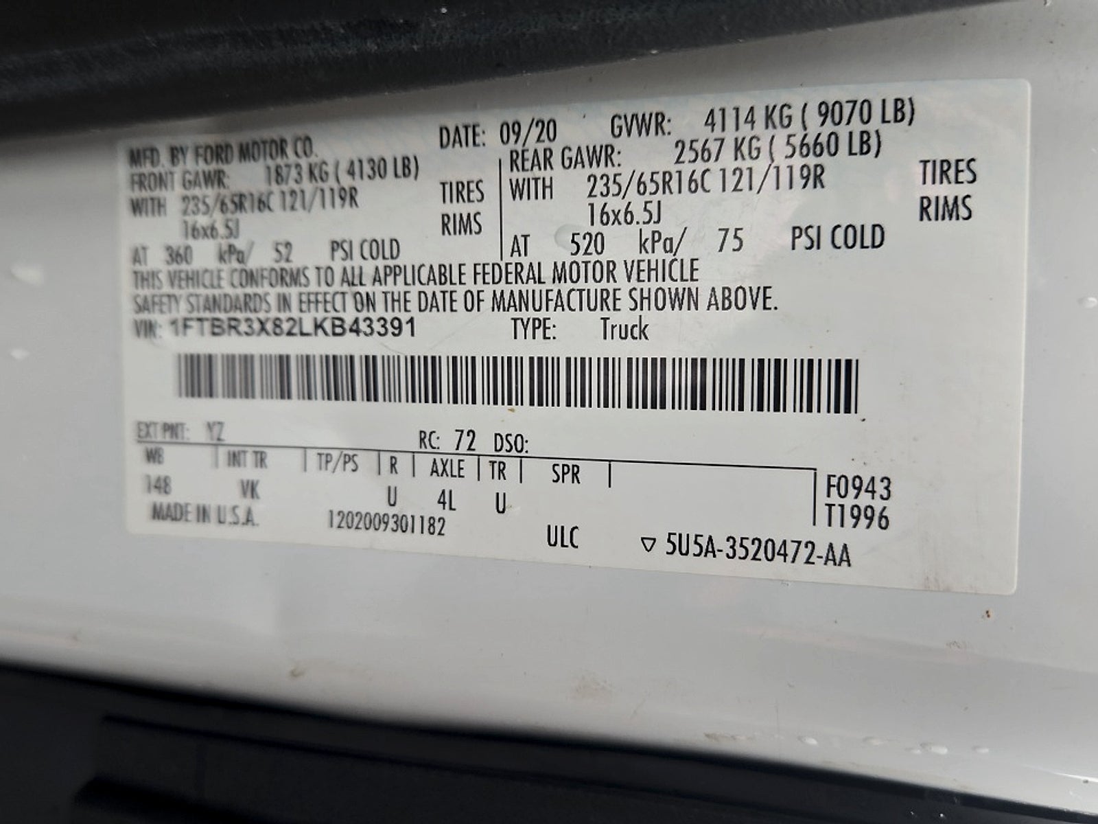 2020 Ford Transit-250 Cargo Van 148 WB High Roof Extended Cargo