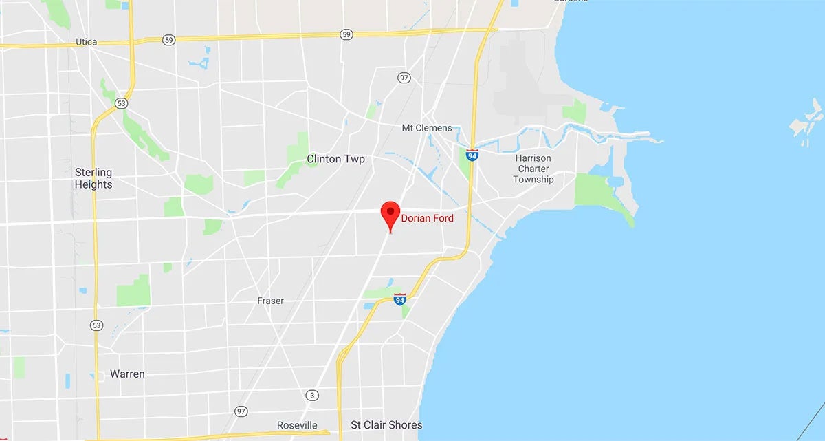 Map of Mike Dorian Ford Inc in Clinton Township MI