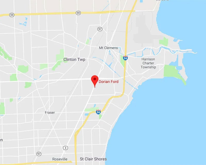 Map of Mike Dorian Ford Inc in Clinton Township MI