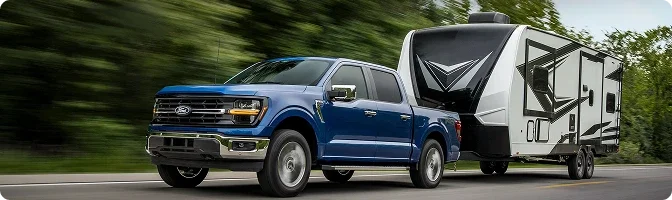 Ford F-150 covering highway miles, where BlueCruise and Co-Pilot360 ease the drive