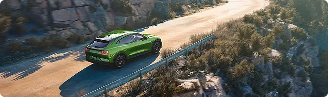 Ford Mustang Mach-E on an open highway stretch