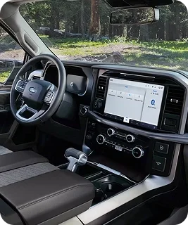 2026 Ford F-150 interior with a large center touchscreen