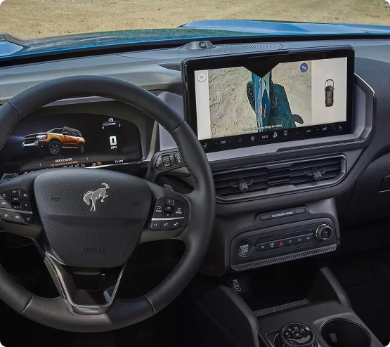 Ford Bronco touchscreen showing the 360-Degree Camera overhead view