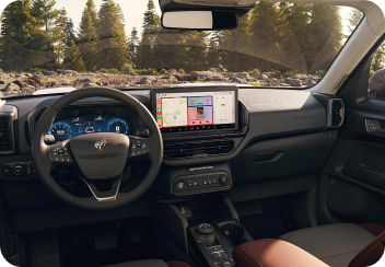 Ford Bronco Sport interior with a digital instrument cluster and center touchscreen